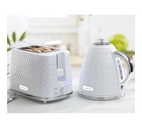 Daewoo Argyle Retro Matching Kettle & 2 Slice Toaster Set Pack Black White Grey