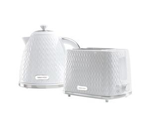 Daewoo Argyle SDA1830 1.7 Litre 3kw Jug Kettle and 2 Slice Toaster All In One Kitchen Matching Set Concealed Heating Element Easy Clean White