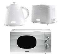 Daewoo Argyle White Microwave Kettle and Toaster Set 700W 20L, 2 Slice, Jug 3kW