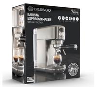 Daewoo Compact Espresso Coffee Machine, Digital, 20Bar Pressure, Professional Look With Steam Wand, Barista Quality Coffee Made At Home With Ground Coffee, 1.2 Litre Water Tank, Accessories Included