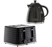 Daewoo Black Argyle Kettle & 4 Slice Toaster Set