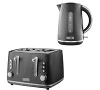 Daewoo Black Cascade Jug Kettle & 4-Slice Toaster Set