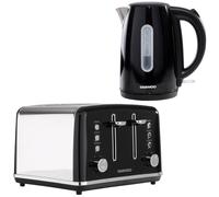 Daewoo Black Kensington Jug Kettle & 4-Slice Toaster Set