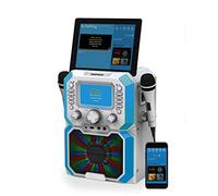 Daewoo Bluetooth Portable Karaoke Machine with 2 Wired Microphones and CD Disks, 5 inch Digital LCD Display Screen, 3.5mm AUX Input, CD, MP3, USB Connection, LED Lights & 2 Mic In Jacks