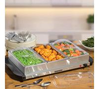 Daewoo Buffet Server 200W Electric Food Plate Warmer 3 X 1.2L Serving Trays Silver