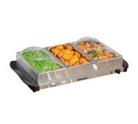 Daewoo Buffet Server And Electric Food Plate Warmer 3 X 1.2L Serving Tray 200W Silver In Metallic Silver Metallic Silver One Size