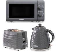 Daewoo Bundled Grey 'Argyle' Matching 1.7L Jug Kettle, 2 Slice Toaster & Microwave Set in Dark Grey Daewoo Dark Grey