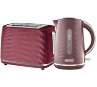 Daewoo Cascade 1.7L Jug Kettle and 2 Slice Toaster Ruby Ribbed Texture Design