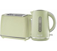 Daewoo Cascade 1.7L Jug Kettle and 2 Slice Toaster Sage Ribbed Texture Design