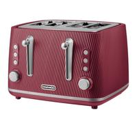 Daewoo Cascade 2-Slice Textured Matte Toaster - Defrost & Reheat Functionality Ruby Red