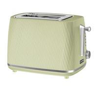 Daewoo Cascade 2 Slice Toaster - Sage Ribbed Design, Adjustable Browning, Defrost & Reheat Functions, Removable Crumb Tray, Cancel Button, Compact Countertop Toaster