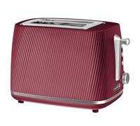 Daewoo Cascade 2 Slice Toaster - Ruby Ribbed Design, Adjustable Browning, Defrost & Reheat Functions, Removable Crumb Tray, Cancel Button, Compact Countertop Toaster