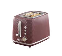 Daewoo Cascade 2 Slice Toaster - Ruby Ribbed Design, Adjustable Browning, Defrost & Reheat Functions, Removable Crumb Tray, Cancel Button, Compact Countertop Toaster