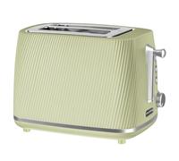 Daewoo Cascade 2 Slice Toaster - Sage Ribbed Design, Adjustable Browning, Defrost & Reheat Functions, Removable Crumb Tray, Cancel Button, Compact Countertop Toaster