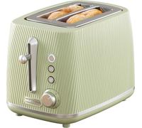 Daewoo Cascade 2 Slice Toaster - Sage Ribbed Design, Adjustable Browning, Defrost & Reheat Functions, Removable Crumb Tray, Cancel Button, Compact Countertop Toaster