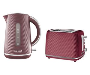 DAEWOO Cascade SDA2911GE Jug Kettle and 2-Slice Toaster Bundle - Ruby Red, Red