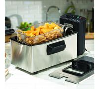 Daewoo SDA1550 2000W Deep Fat Fryer with Window Lid and 3L Oil Capacity, Adjustable Temperature Control and High Power Function, Steel Outer Body and Enamel Coating, Silver