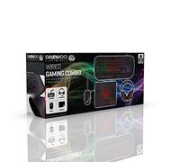 Daewoo Complete 4-IN-1 Gaming PC Set with Wired USB Plug Light Up Mouse & Keyboard, 40MM Speaker Headset with 20KHZ Mic, Cord Length 1.8M, Rubber and Cloth Desktop Mat,Black/Red,AVS1436