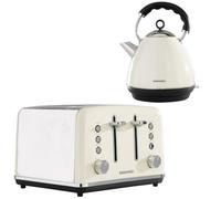 Daewoo Cream Kensington Matching Toaster And Kettle Set 1.7 Litre Rapid Boil 4 Slice Retro Sda2449Ge Combo Stainless Steel