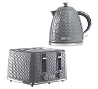 Daewoo Dark Grey Argyle Kettle & 4 Slice Toaster Set