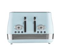 Daewoo Denver 4 Slice Toaster - Sky Blue, Retro Vintage Design, Wide Slots, Defrost, Reheat, Cancel Functions, Browning Control, Removable Crumb Trays - Ideal for Family Kitchens