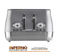 DAEWOO Denver 4 Slice Wide Slot Stainless Steel Toaster Retro Vintage 6 Level