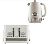 Daewoo Denver Kettle & 4 Slice Toaster, Retro, 1.5L, Wide Slots, Stainless Steel, Buttermilk (Cream)