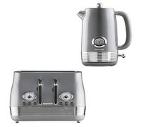 Daewoo 'denver' Retro Matching Kettle And Toaster Set 1.5L Rapid Boil 4 Slice In Grey Grey One Size