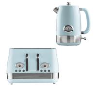(Sky Blue) Daewoo Denver Retro Matching Kettle and Toaster Set 1.5 Litre Rapid Boil 4 Slice