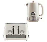 DAEWOO Denver Vintage Stainless Kettle & 4 Slice Toaster Set In Buttermilk Cream