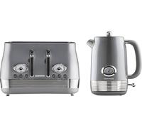 DAEWOO Denver SDA2846GE Jug Kettle & 4-Slice Toaster Bundle - Smoked Grey, Silver/Grey
