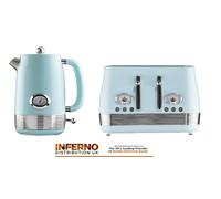 Daewoo Denver Blue 1.5L 3KW Kettle & 4 Slice Toaster Matching Set in Sky Blue