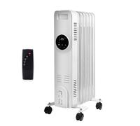 Daewoo Oil Filled Radiator, 1500W, Ideal For Small To Medium Rooms, Enhanced Safety Features, Timer And Adjustable Thermostat, LED Display And Remote Control, Portable With Cord Storage, White