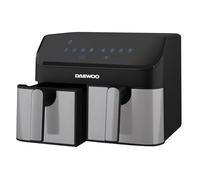 Large 9 Litre Digital Dual Air Fryer Oven Smart Sync Double Basket 2x 4.5L Drawers Daewoo Black Large
