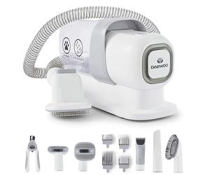 Daewoo Dog Grooming Vacuum Kit, Suitable for Both Cats & Dogs, Quiet Mode for Nervous Pets, Easy Carry Handle with 7 Attachments, Salon Experience, for Dogs, Cats and Any Furry Friends, Pet Grooming