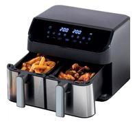 Large 9 Litre Digital Dual Air Fryer Oven Smart Sync Double Basket 2x 4.5L Drawers Daewoo Black Large