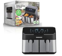 Daewoo Double Drawer Air Fryer With Sync Function Family Sized 9 Litres Black