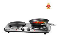 Daewoo Double Hot Plate Electric Hob - 2500W Tabletop Hob with 2 Ring Heat EACH