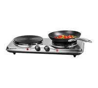 Daewoo Double Hot Plate Electric Hob - 2500W Tabletop Hob with 2 Ring Heating Plates, Portable & Compact - Ideal for Student Living, Camping, Caravans & Emergency Cooking
