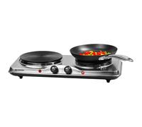 Daewoo Double Hot Plate Electric Hob - 2500W Tabletop Hob with 2 Ring Heating Plates, Portable & Compact - Ideal for Student Living, Camping, Caravans & Emergency Cooking