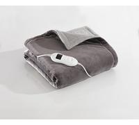 Daewoo Dreamz Heated Throw Blanket, 10 Hour Timer, 9 Heat Settings, Machine Washable, Detachable Controller, Soft Flannel Fur Fleece, Full Customizability And Comfort In A Luxurious Grey Two Tone