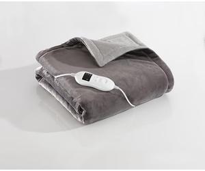 Daewoo Dreamz Heated Throw Blanket, 10 Hour Timer, 9 Heat Settings, Machine Washable, Detachable Controller, Soft Flannel Fur Fleece, Full Customizability And Comfort In A Luxurious Grey Two Tone