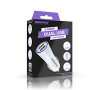 Daewoo Dual USB Car Charger with SMART IC Protection and 2.4 AMP Output, LED Indicator, Use with Compatible Adaptor