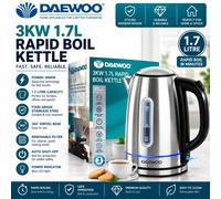 Daewoo SDA2544GE Edinburg Corless Jug Kettle in St Steel 1 7L 3kW