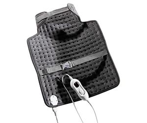 Daewoo Electric Heated Pad HEA1839 Neck Back & Shoulder Warmer with 4 Heat Settings, Adjustable Straps, Machine Washable, Detachable Controls 40 x 50cm Grey