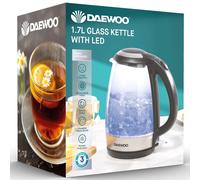 Daewoo Electric Illuminated Glass Kettle LED Light up Tea 1.7L Stainless Steel