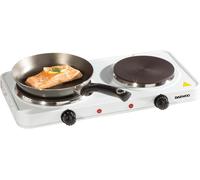 Daewoo Essentials 2500W Cast Iron Double Hot Plate Compact 2 Hobs Non-Slip Feet