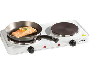 Daewoo Essentials 2500W Cast Iron Double Hot Plate Compact 2 Hobs Non-Slip Feet