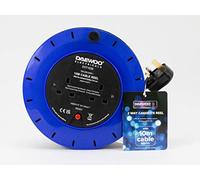 DAEWOO EXT1038 2 Way UK 3Pin Plug 10amp Extension Reel with 10 Metre Heavy-Duty Winding Cable and Safety Cut Out Switch - Assorted colors