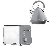 Daewoo Grey Kensington Pyramid Kettle & 2-Slice Toaster Set